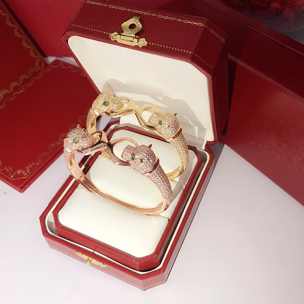

Hot-selling brand S925 silver double-headed leopard bracelet fashion personality luxury dance celebrity temperament goddess