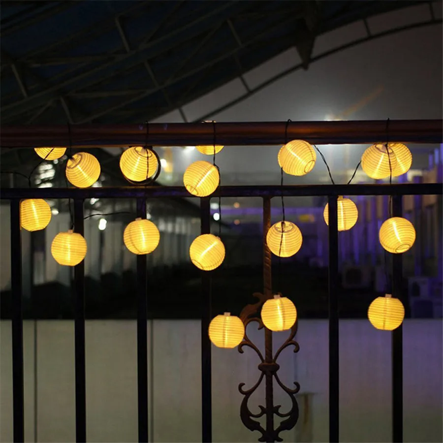 Lanterna ao ar Festa de Casamento Thrisdar Livre Bola 10 20 30 Levou Pátio Solar Fada Luz Led String Garland Fada Solar Globo Luz 8 Cheap Fios de iluminação