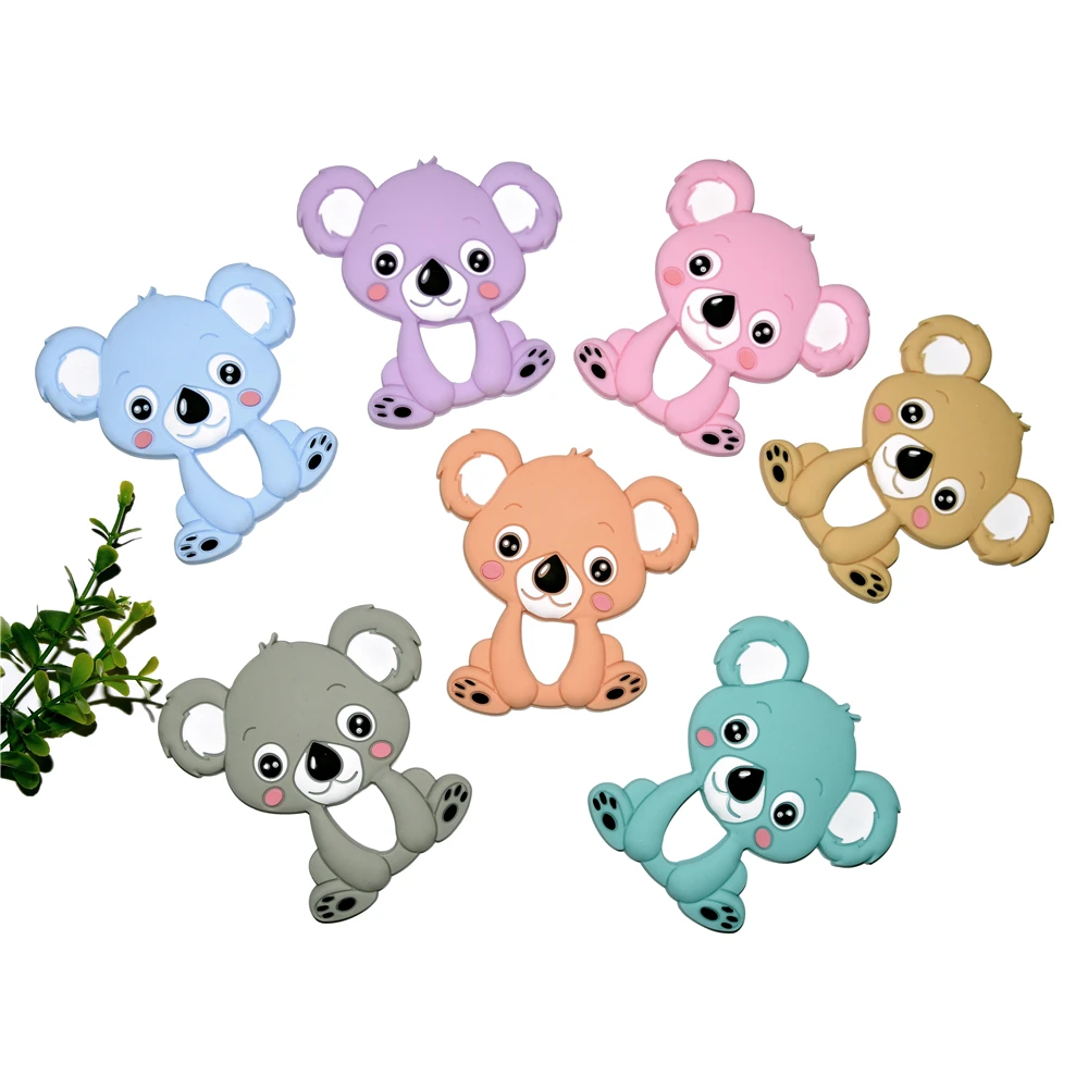 

Happyfriends 1pcs Toddler Teethers Toys Cute Koala BPA Free Soft Nursing Pendant Silicone Baby Teethers for Necklace PacifIer