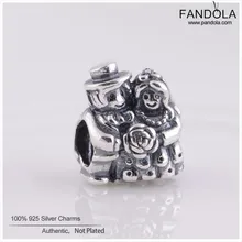 Аутентичные стерлингового серебра 925 г-н и г-жа бусины невесты и жениха шарм для изготовления ювелирных изделий Подходит европейские шармы браслеты