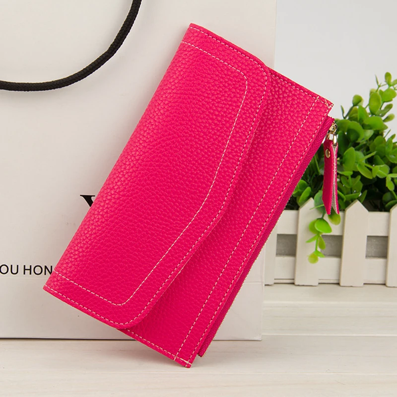 Fashion Hand Take New Design Envelope Shape Hasp Open Wallets Long Fund Zipper Women Multi