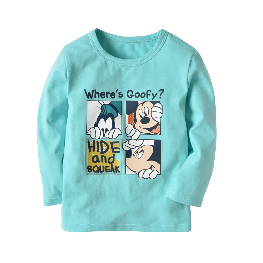Новая детская одежда для малышей блузка с длинными рукавами и рисунком Микки для маленьких девочек футболки повседневные топы, футболки, детская одежда - Цвет: sky blue