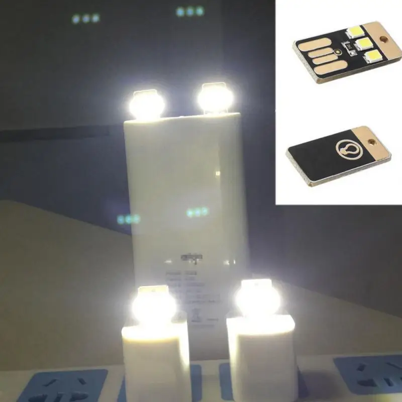 2 шт. Портативный мини USB Мощность 3 светодиодный Ночной светильник 0,2 W 5V Ультра-тонкий USB Светодиодный светильник для Мощность банк портативного компьютера практичный
