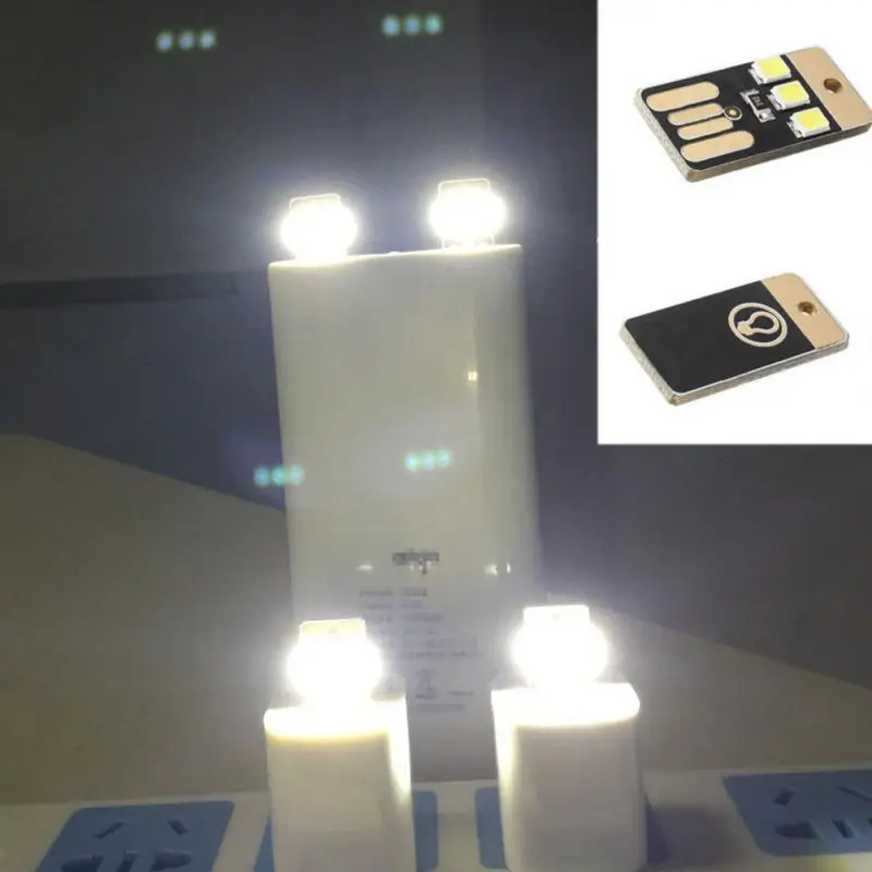 

2PCS Portable Mini USB Power 3 LED Night Light Lamp 0.2W 5V Ultra-thin USB LED Light for Power Bank Computer Laptop Practical