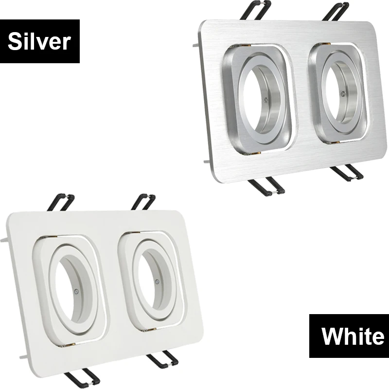 

Double Head Square Modern LED Ceiling Lights Fixture Adjustable Led Housing MR16 GU10 Replacement Frame Downlight Fitting