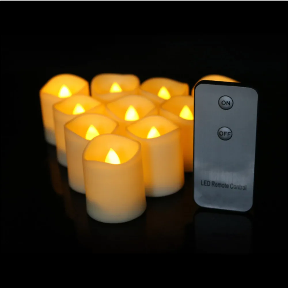 

12pcs LED remote control candle, yellow flash, wave mouth, home decor, marriage proposal, romantic candle.