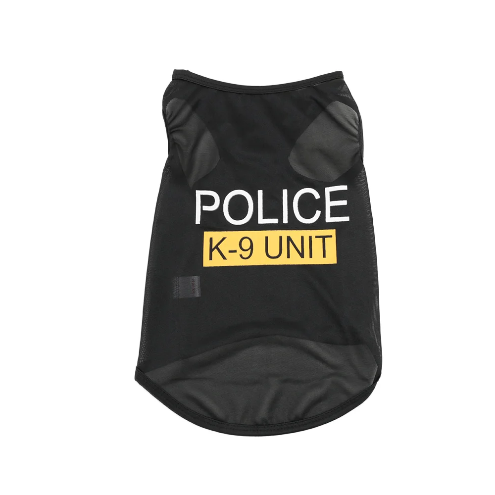 Костюм Полицейского Косплей Одежда для собак черная эластичная безрукавка футболка со щенком Пальто Аксессуары Одежда Костюмы Одежда для