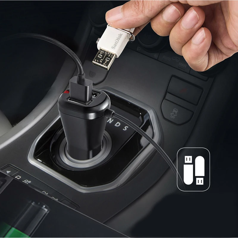 Murah Mobil MP3 Player Mobil Bluetooth FM Transmitter Handsfree Mobil Kit MP3 Pemutar Musik Radio Monitor Tegangan TF U Disk 2 kabel USB untuk Mobil