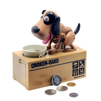Caja de dinero Robotic Hungry Eating Dog Banco Canino Coin Bank Estola automática Moneda banco de dinero Caja de ahorro de dinero Regalo para niños