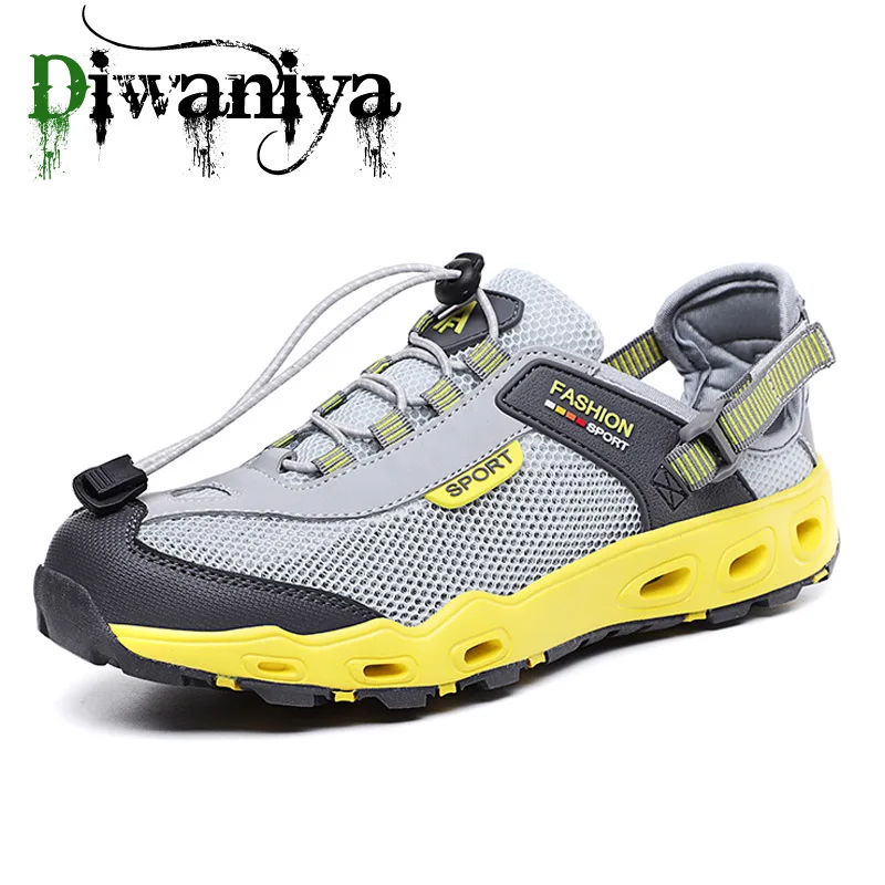 الرجال أحذية مائية بالشبكة في الهواء الطلق المهنية غير زلة دائم الرحلات المنبع الأحذية الذكور بارد المشي الخوض المياه احذية رياضية