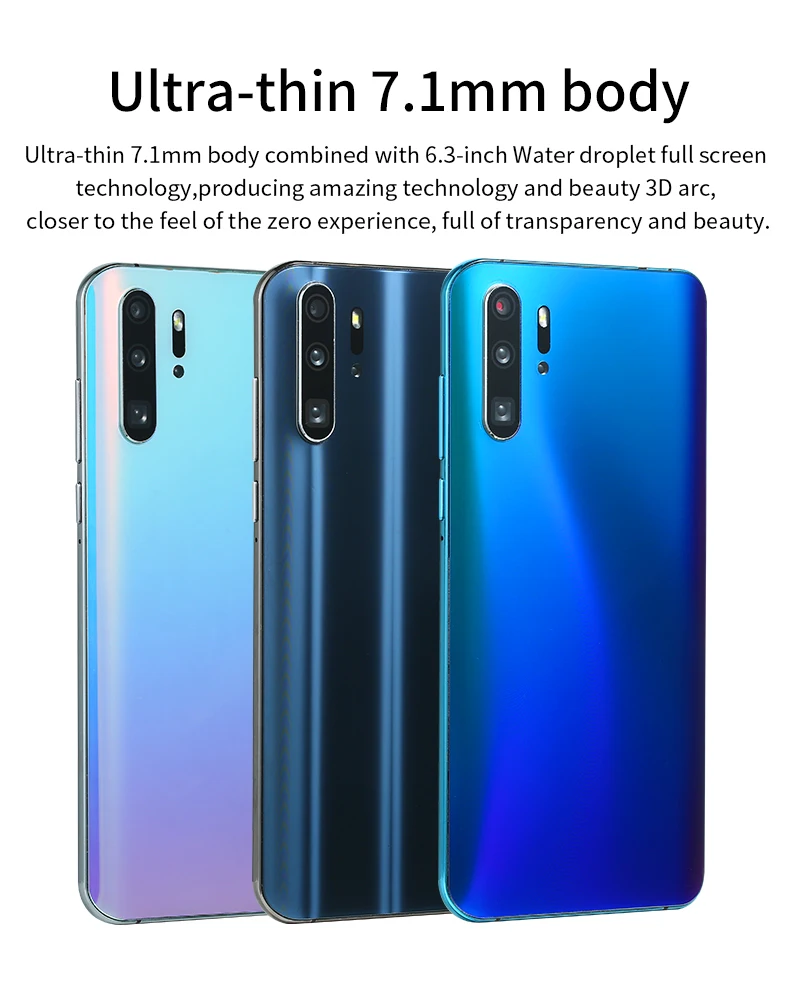 Мобильный телефон P30 Pro, 4 Гб ОЗУ, 64 Гб ПЗУ, 6,3 дюймов, 13 МП, 4800 мАч, распознавание лица, разблокированные смартфоны, Android OS, мобильные телефоны