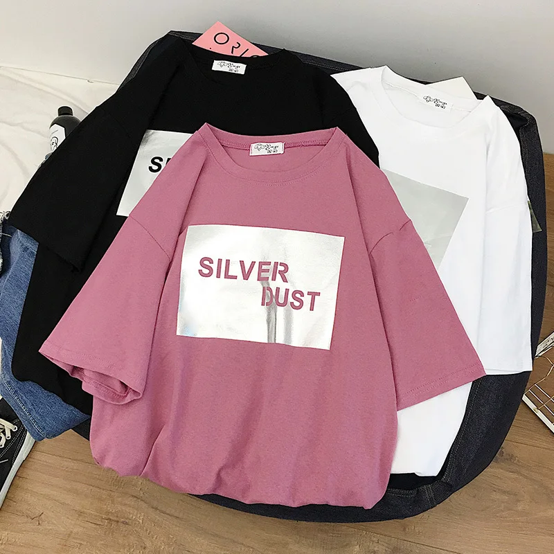 

Summer 2019 tide students loose white joker BF wind short-sleeved t-shirts with short sleeves