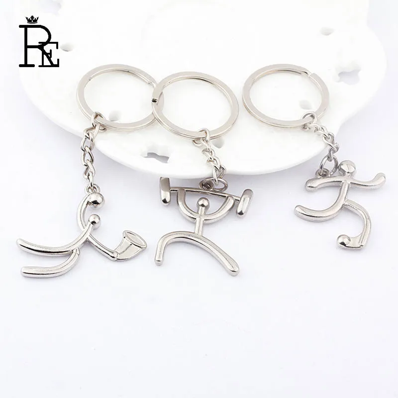 

RE 200pcs/lot Free Shipping Sports Program Running Soccer Tennis Men Women Gift Keychain Keyring Key Chain Ring Wholesale