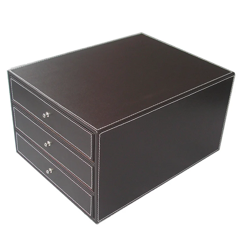 3-слойный офисный стол из искусственной кожи, шкаф для документов, держатель для документов, настольный органайзер, коробка для хранения, 3 ящика