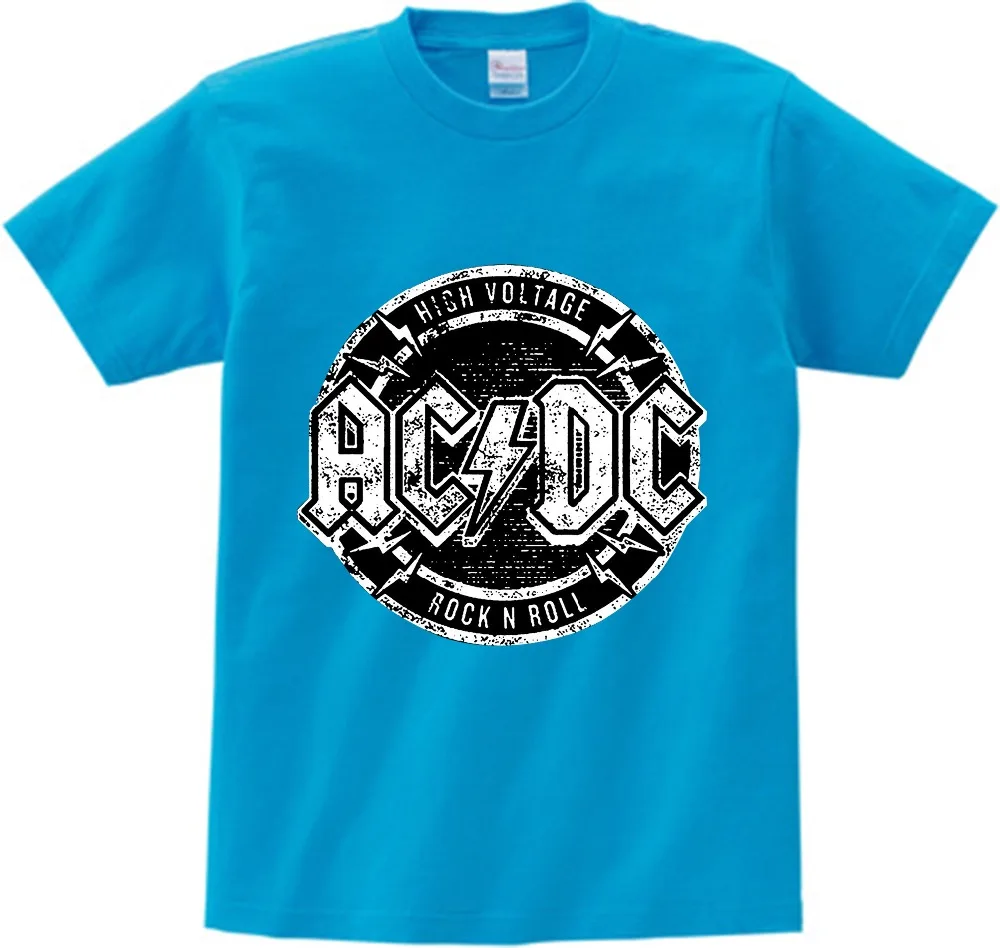 Футболка с принтом «Группа AC/DC Rock» для мальчиков и девочек, короткая футболка с круглым вырезом, топы с принтом «тяжелый металл», Детская футболка, От 3 до 8 лет NN