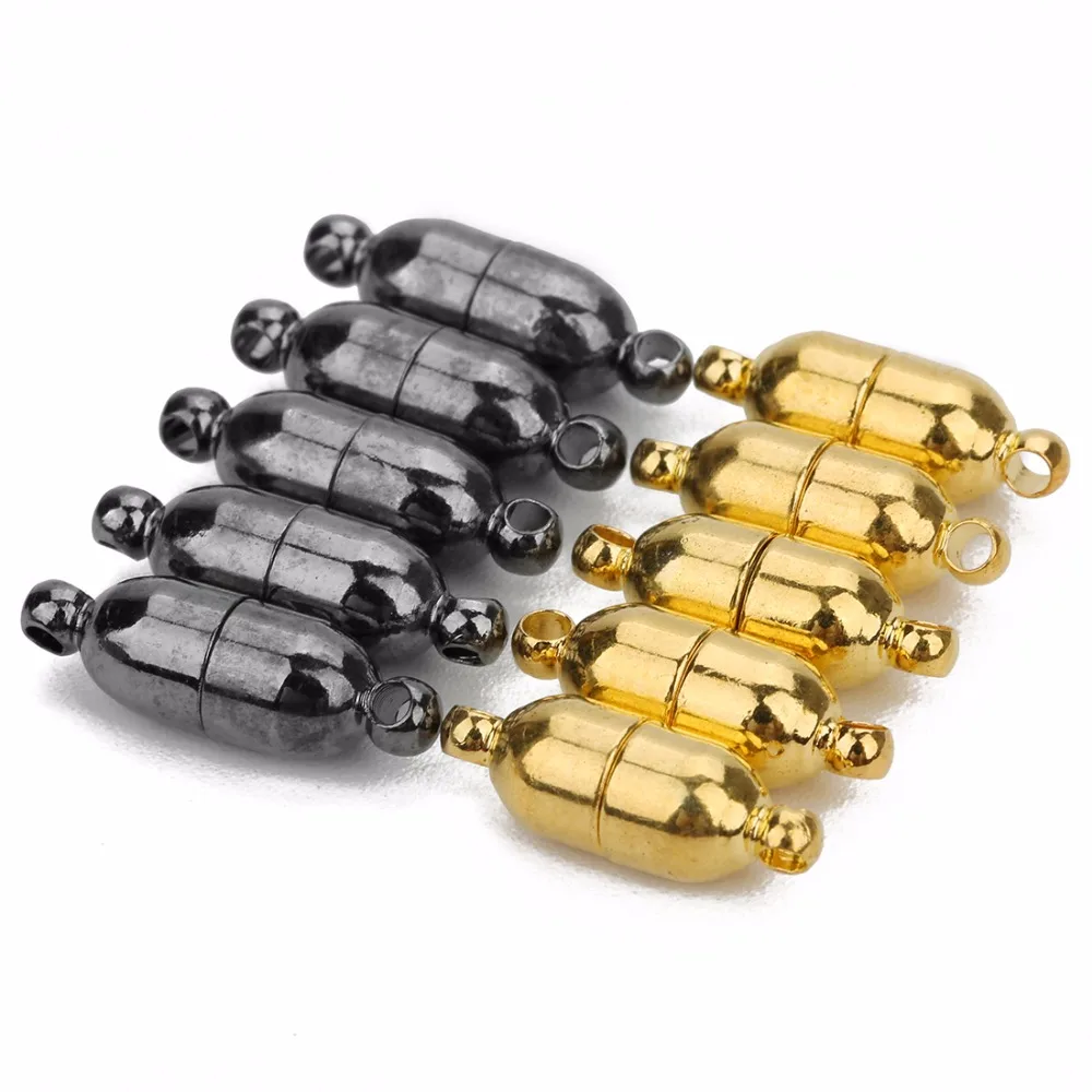 LOULEUR 5pcs/bag 6mm Gold/Gun Black Bullet Magnetic Clasps for Bracelet Connectors For DIY Jewelry Findings Making Materials