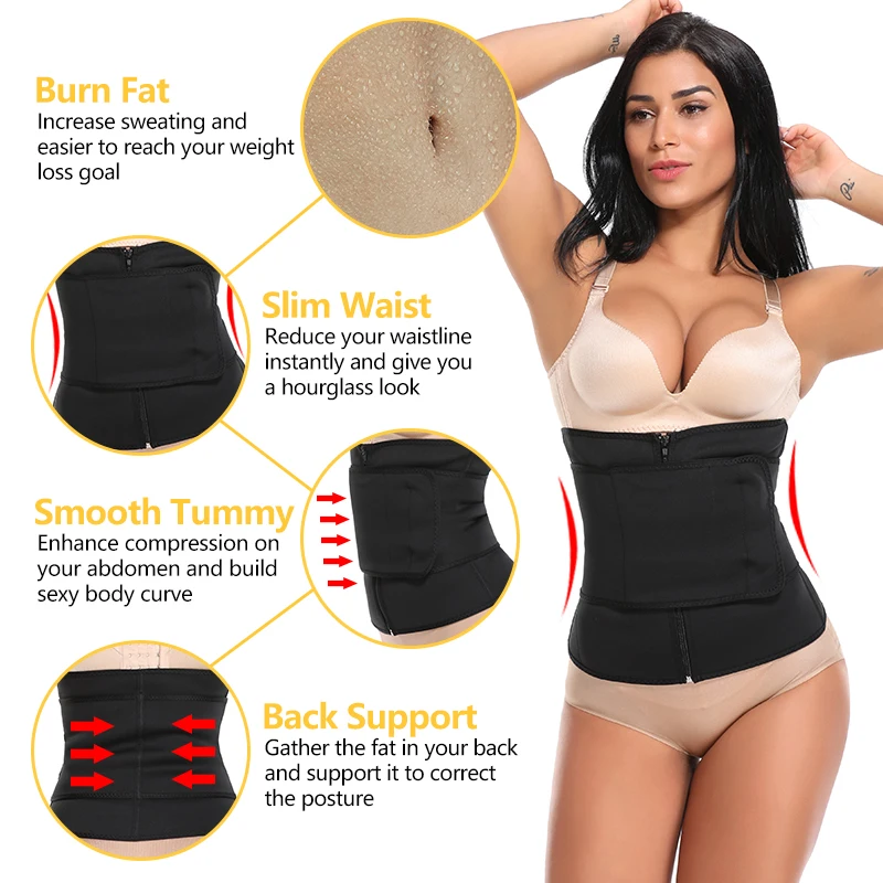 VASLANDA Neoprene Sauna Sweat Waist Cincher Slimming Belt Body Shaper Abdominal Trimmer Shapewear Cintas Modeladora Corsets