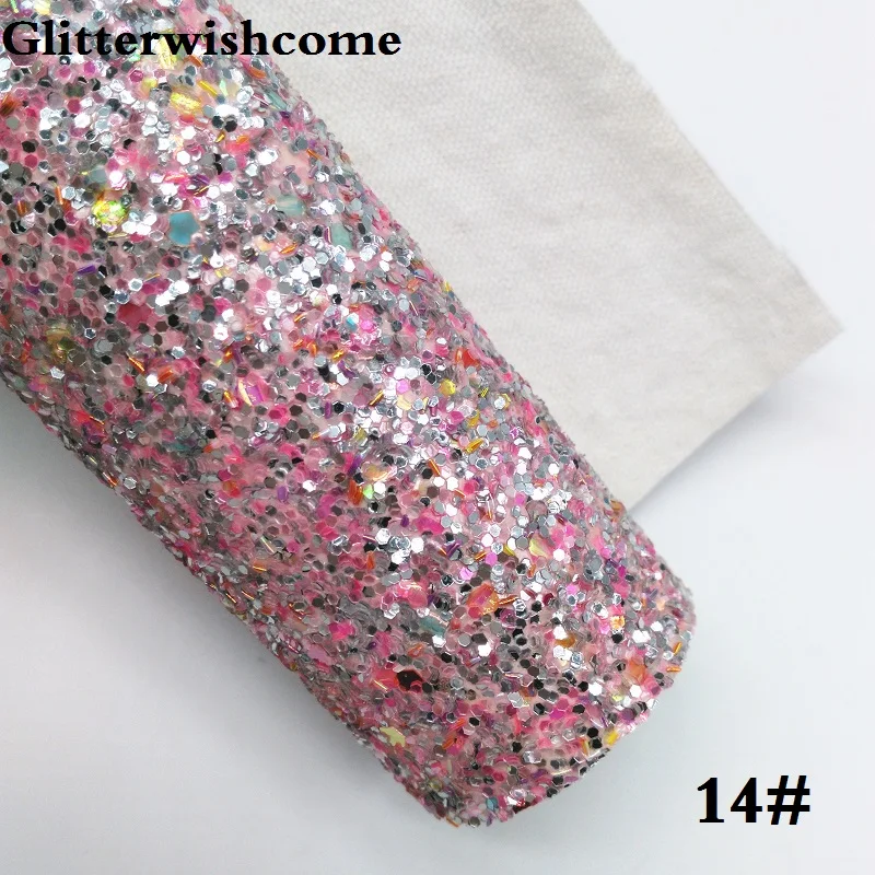 Glitterwishcome 21X29 см A4 размеры синтетическая кожа, с эффектом блестящей кожи, винил ткань для Луки, GM032A - Цвет: 14