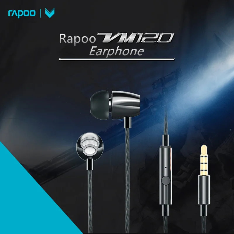 

Rapoo VM120 earphone wired sports music headset ear-mic wire-controlled mobile phone call headset