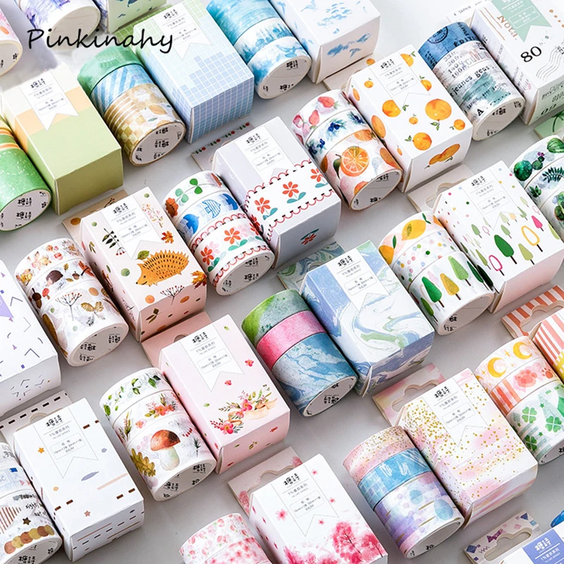 

3 Rolls Japanese sky stamp Castle balloon Floral Flower Cherry Blossom Masking Washi Tape Set Stickers Crafts Scrapbooking JD003