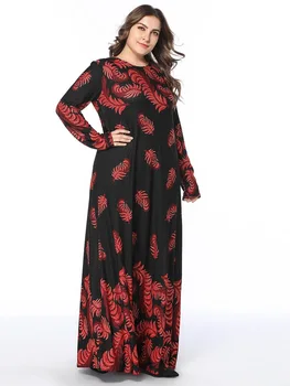 

Floral Printing Abaya Muslim Dress Women Caftan Pluse Size Abaya Dubai Abaya Turkish Islamic Clothing Gown FreeShipping