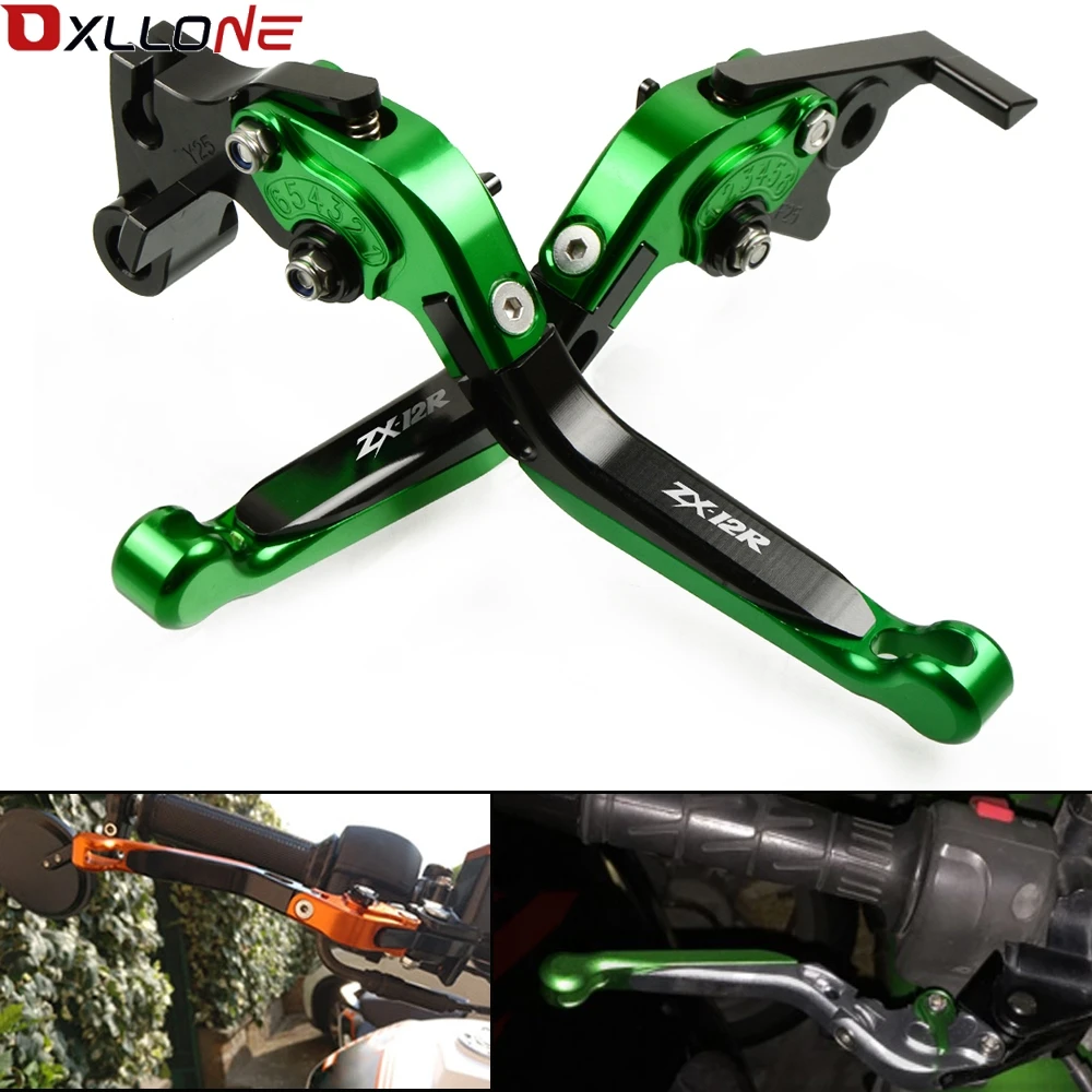 

CNC ALUMINUM MOTORCYCLE ACCESSORIES BRAKE CLUTCH LEVERS ADJUSTABLE FOLDING EXTENDABLE FOR KAWASAKI ZX12R ZX 12R 2000-2005 2001