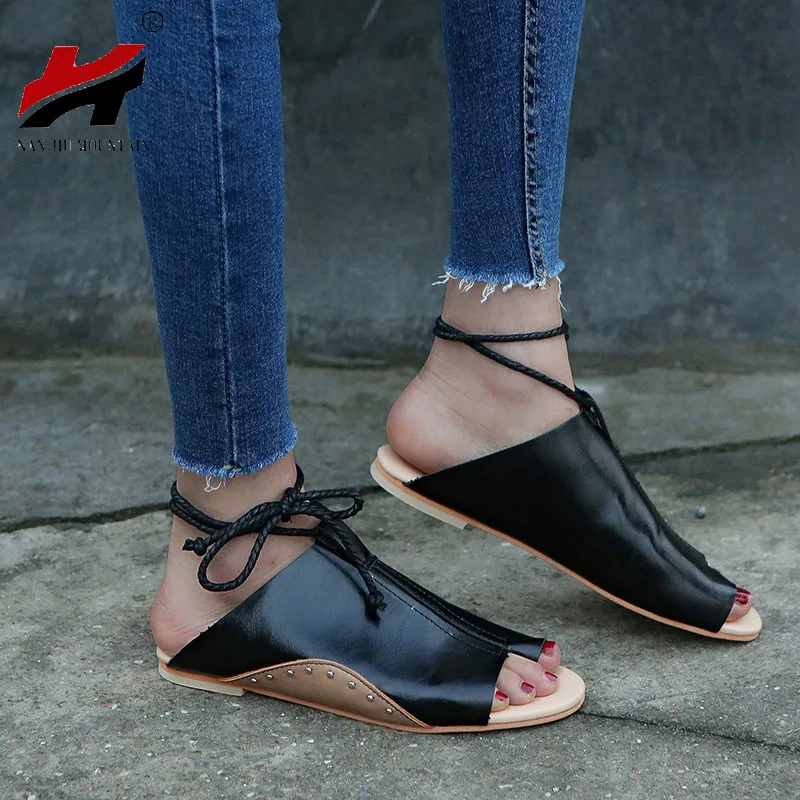 

2018 New Women's Shoes Spring And Autumn Comfortable Ladies Casual Flat Sandals Large Size 35-43
