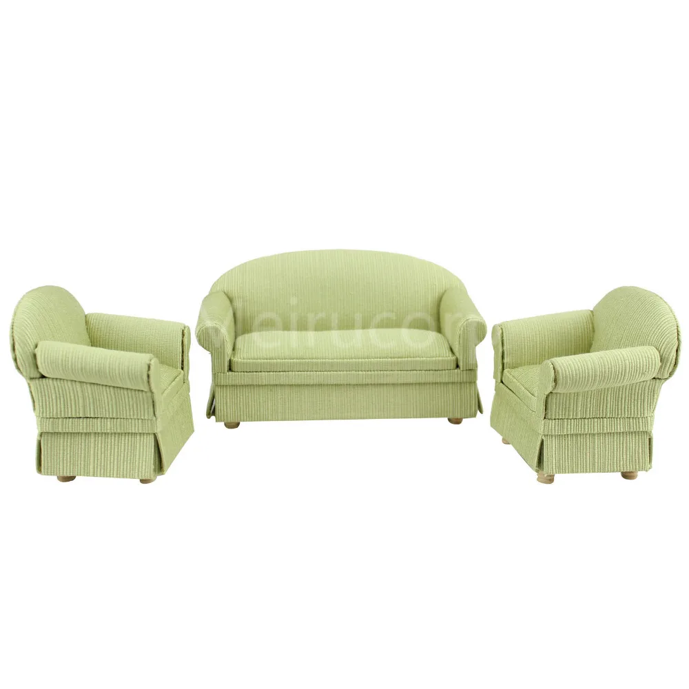 

1/12 scale Dollhouse miniature furniture Cozy Sofa and chair Living room set 3pcs