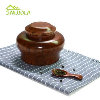 

Newest Chinese Handmade Wood Tea Box Caddy Jujube Wooden Tea Canister Vintage Tea Jar With Free Tea Scoop