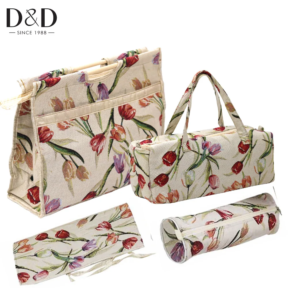 

4pcs/lot Household Knitting Needle Bag Print Crochet Hook Bag Sewing Tools Organizer Fabric Crafts for Sweater Needle