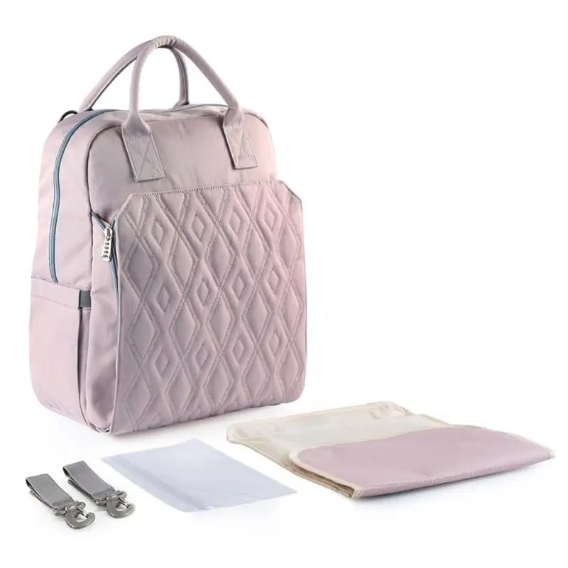 Новинка, Модный мягкий подгузник, Большая вместительная Детская сумка для кормления, женская сумка для беременных, рюкзак для путешествий, сумка для ухода за ребенком - Цвет: Light Purple H