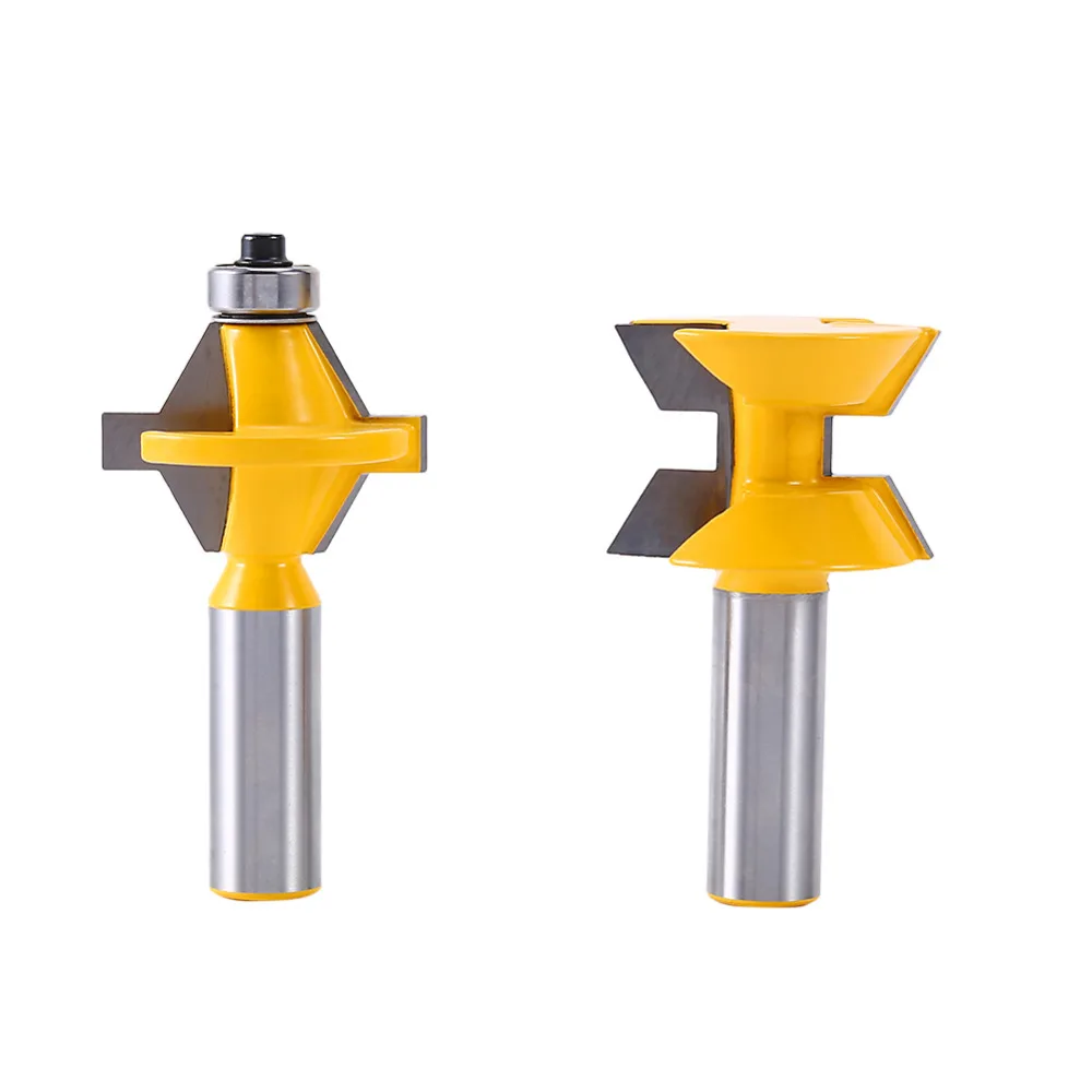 

2 Pcs 1/2'' Shank Matched Tongue and Groove 120 Degree Router Bit Woodworking Edge Banding