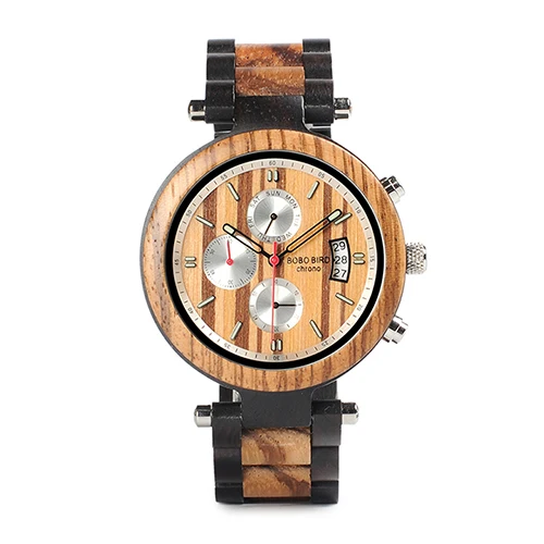 Бобо птица Авто Дата дисплей деревянные часы для мужчин Relogio Masculino роскошные бизнес наручные Стоп Часы с V-P17 Прямая поставка - Цвет: V-P17