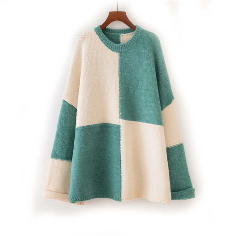 

H.SA Women Oversize Pullover and Sweaers V neck Striped Casual Jumpers Loose Pullovers Autumn Winter Streetwear pull femme