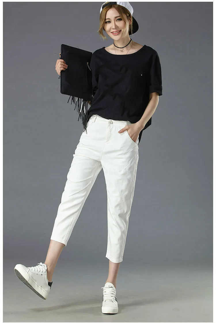 Джинсы для женщин в стиле бойфренд горячая Распродажа винтажные с высокой талией по щиколотку джинсовые брюки потертые брюки женские джинсы размера плюс 4XL