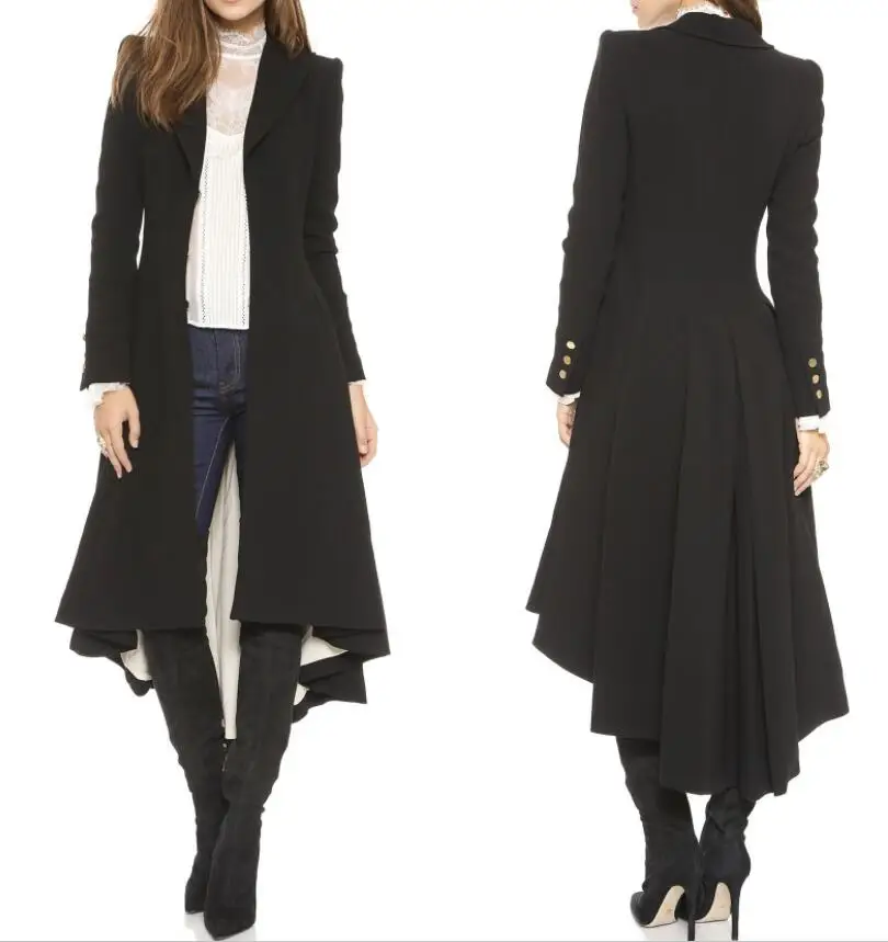 Модное s-5xl2018 большого размера, Осень-зима, новое шерстяное пальто, Женский стильный комплект с отворотами, манжета, смокинг, Женское пальто