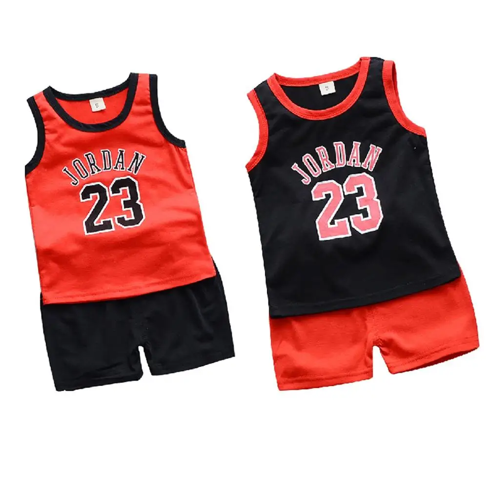 2pcs Set Toddler boy summer Sport Clothes Child's Basketball Uniform