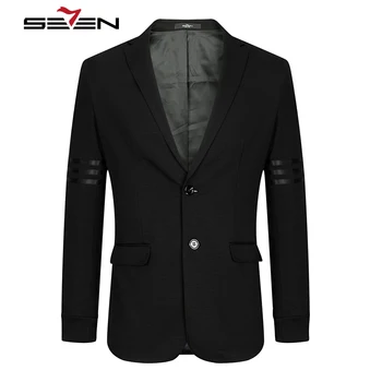 

Seven7 Mens Fashion Brand Blazer Casual Slim Fit Suit Jacket Male Blazers Men Coat Striped Streetwear Black Terno Tops 113C18040