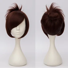 Аниме-волосы 1" короткий тёмный волнистый коричневый вечерние косплей синтетический парик термостойкий+ Кепка