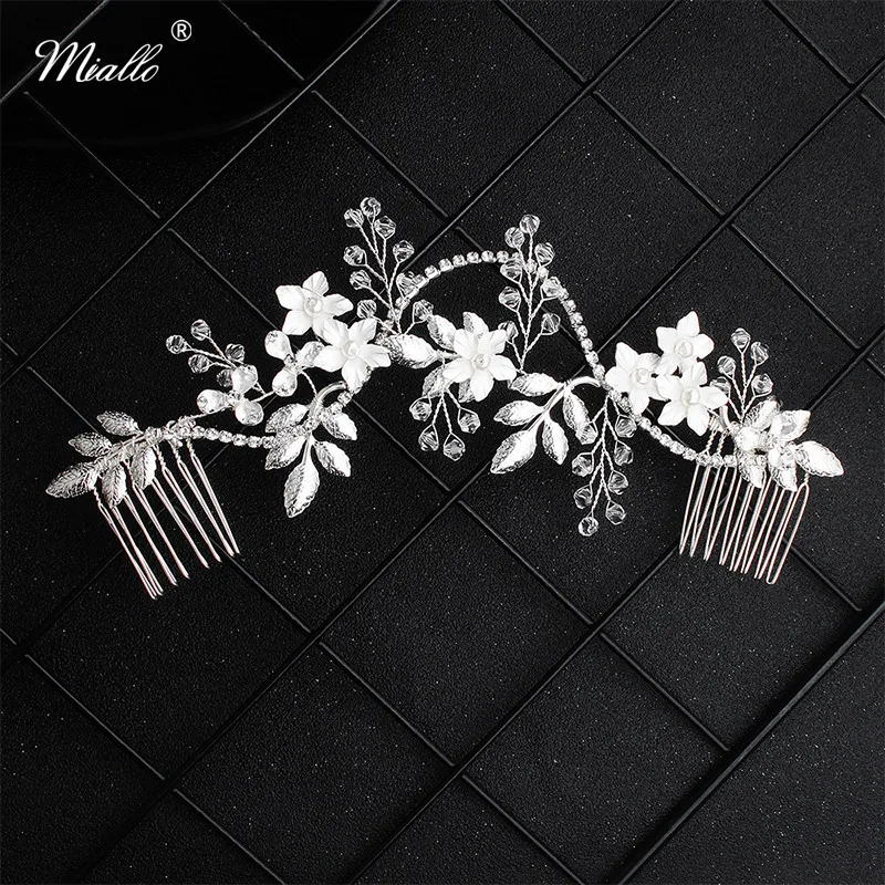 

Miallo Wholesale Newest Small Flowers Long Wedding Hair Comb Handmade Painting Bridal Hair Accessories Jewelry Headpieces