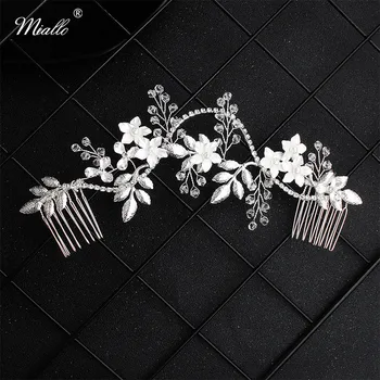 

Miallo Wholesale Newest Small Flowers Long Wedding Hair Comb Handmade Painting Bridal Hair Accessories Jewelry Headpieces