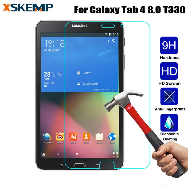 

Tempered Glass For Samsung Galaxy Tab 4 8.0 T330 T331 T335 Transparent Screen Protector No Fingerprint Tablet HD Protective Film