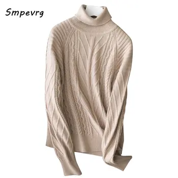

Smpevrg autumn winter new knitted sweater women sweaters and pullovers long sleeve high neck warm ladies pullover women knitted