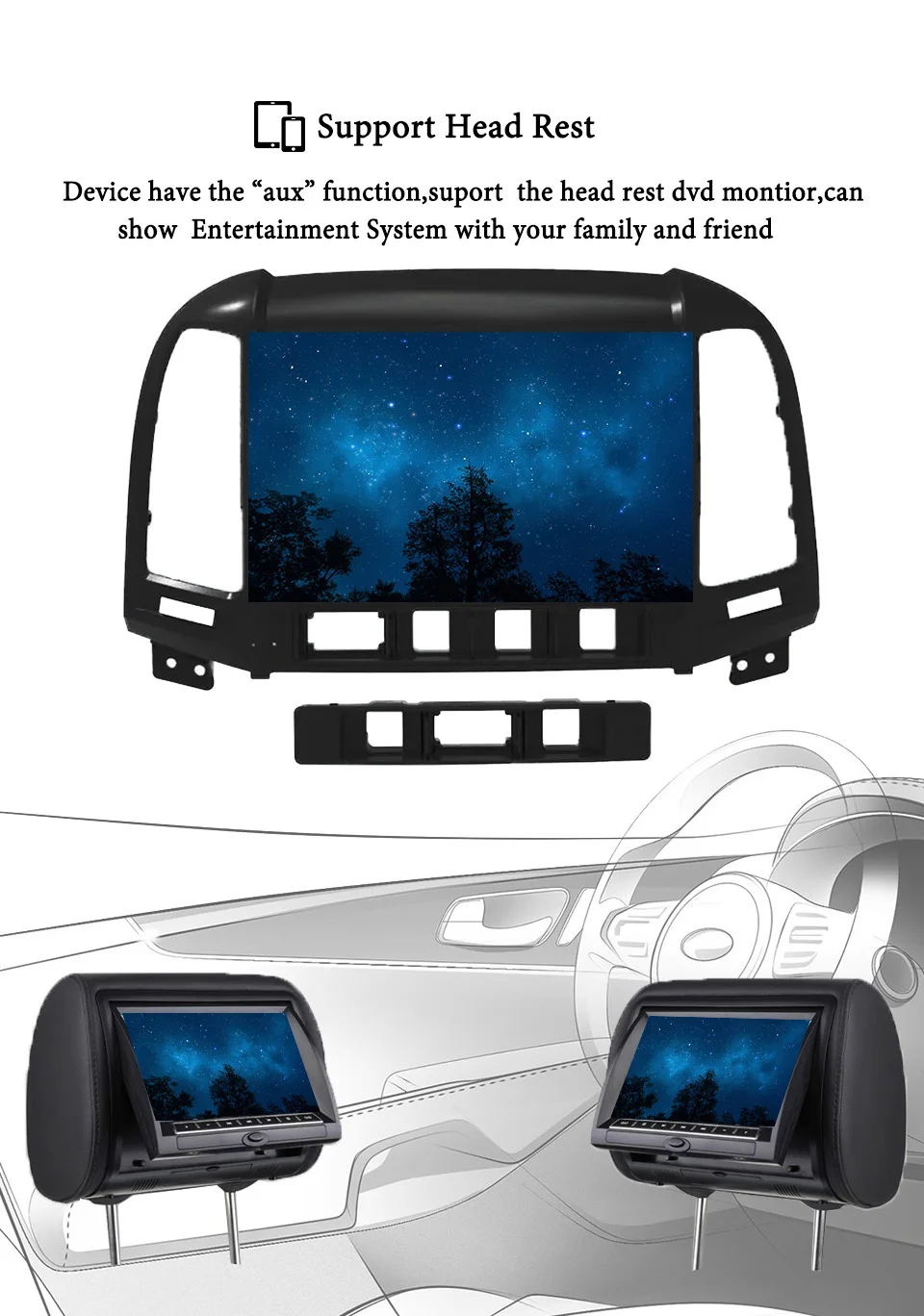Cheap 1024*600 Octa Core Android 9.1 2din Car Radio DVD GPS For Hyundai Santa Fe 2006-2012 Head unit Radio recorder Auto Multimedia 12