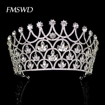 

New Large Crown Bridal Luxury Big tiara For Wedding Crystal Rhinestone Bride Hair Accessories Head Headpiece Hair JewelryHG-158