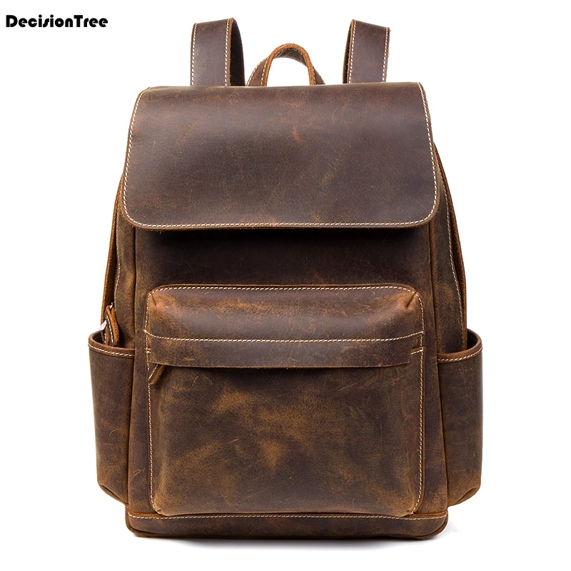 New Vintage British Style Genuine Leather Backpacks Fashion Waterproof