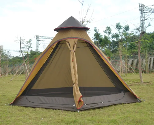 Cheap Pyramid Indian camping tent 3-5 person outdoor family yurt tent Ultra-light double layer driving filed tent fireproof material