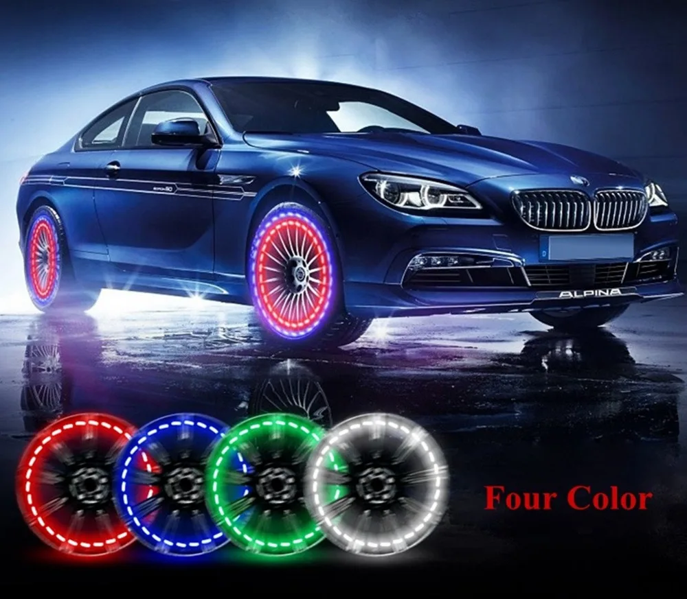 Car Tire Wheel Lights Solar Waterproof Auto Energy Lamp Decorative Tire Air Valve Cap Colorful LED04