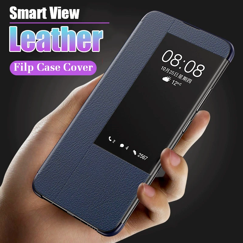 

Luxury Leather Flip Case On The For Huawei Mate 20 Pro X Smart View Case For Huawei Mate 10 20 P30 Lite Shockproof Case Cover