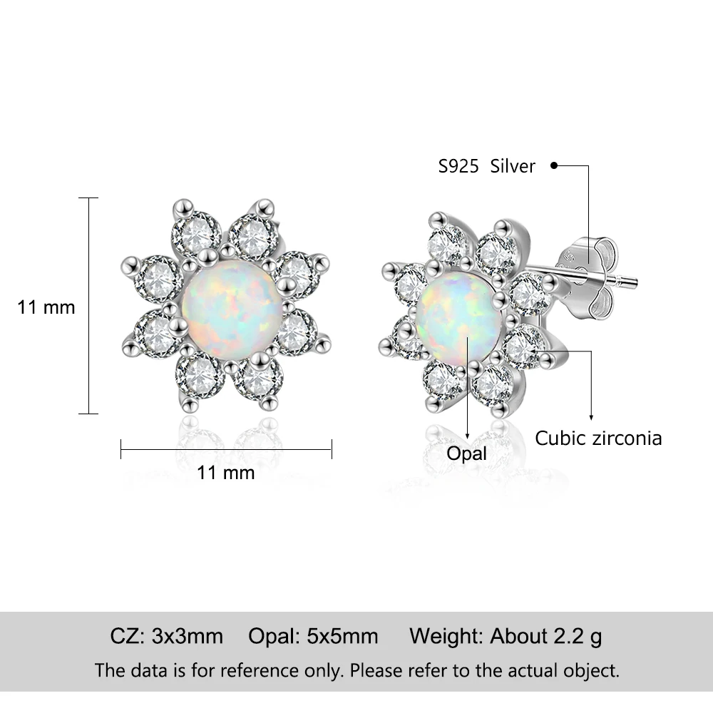 925 пробы серебряные круглые серьги с опалом, серьги с цирконием кубической огранки для женщин, летние украшения(Lam Hub Fong
